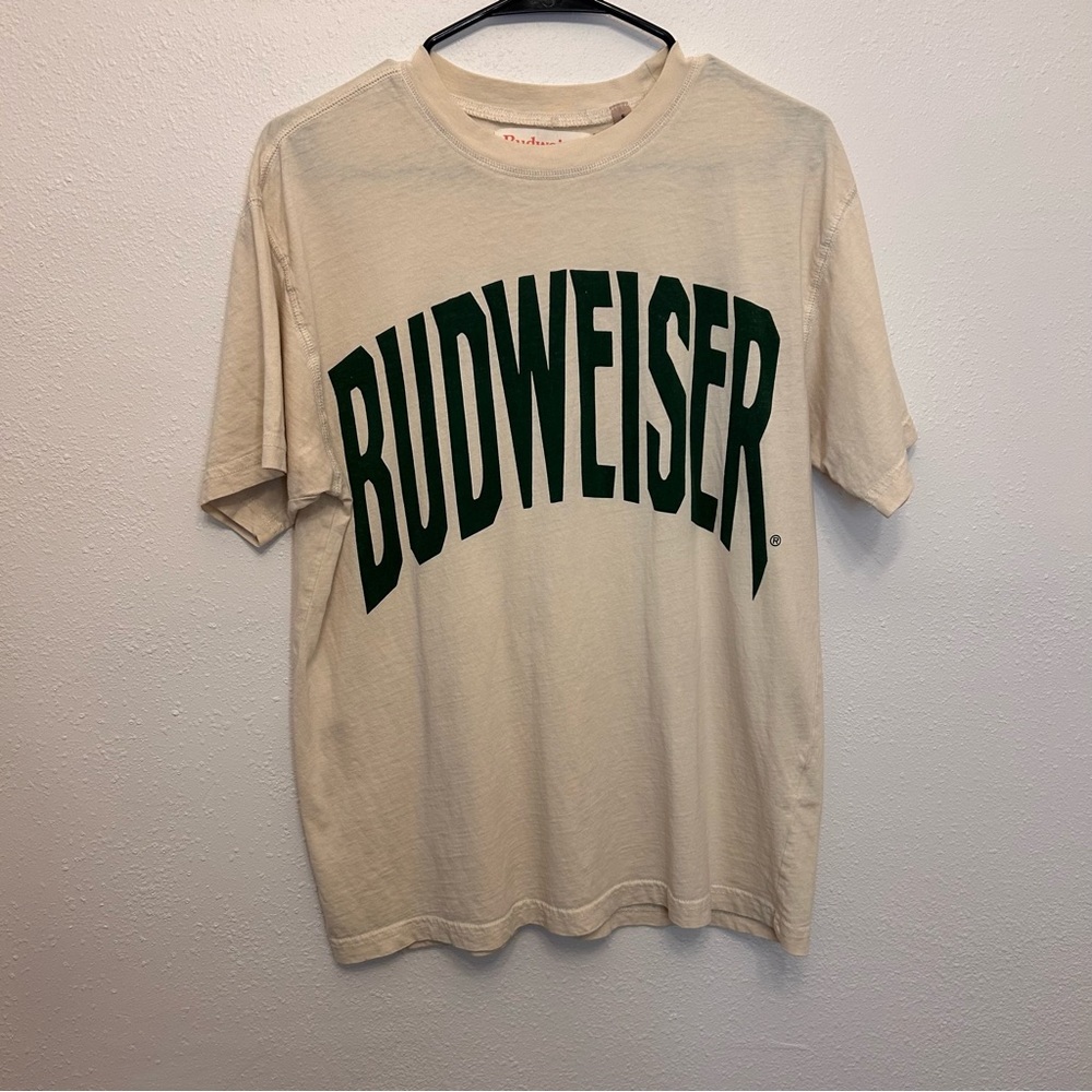 PACSUN Budweiser Cream & Green Crew Neck T-shirt